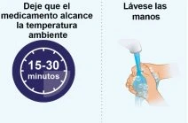 Icona di un orologio blu con la scritta 15-30 minuti e illustrazione di mani che si lavano sotto un rubinetto con acqua e schiuma