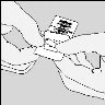 Two hands grasping and bending a rectangular container or medical device to open or activate it