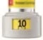 White pharmaceutical vial with a yellow label displaying the number 10 in black on a bright yellow background