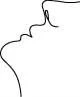 Stylized black line drawing on white background depicting the profile of a human face facing towards the