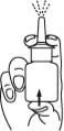 A hand holding a spray bottle pointed towards the