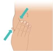 Diagram medyczny przedstawiający rękę, która ściska skórę