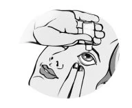 Stylized drawing of a hand holding a bottle above the