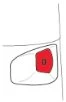 Schematic drawing of a skin area with an irregular red patch at the center on a white background