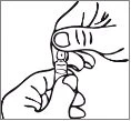 Two hands carefully holding and opening a small medical container or vial by pressing with the fingers