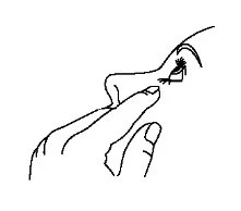 Black line drawing of a hand pressing with the