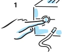 Illustrazione schematica di una mano che preme l'ugello