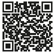 Black and white square QR code composed of a pattern of small geometric modules and three large positioning squares at the corners