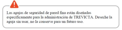White box with gray border and red warning symbol containing Spanish text about safety precautions