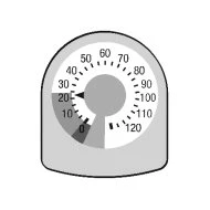 Циферблат вимірювального пристрою зі шкалою від 0 до 120 та стрілкою, що вказує на значення 25, на сірому та білому тлі