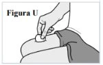 Black and white drawing of a hand pressing a cotton pad onto the upper thigh of a seated person