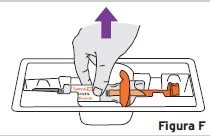 A hand lifting vertically a syringe with needle and orange plunger from a disposal container for sharp medical waste