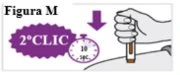 Illustrazione medica con freccia viola verso il basso, cronometro su 10 secondi e mano che tiene un dispositivo medico sopra la pelle