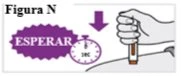Diagramma con scritta ESPERAR in un cerchio viola, un cronometro che indica 10 secondi e una mano che tiene un dispositivo sulla pelle
