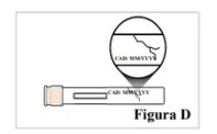 Diagramma di un flacone medico con un ingrandimento circolare che mostra la dicitura scadenza con il formato mese e anno sul corpo del contenitore