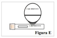 Schema grafico di una fiala con indicazione del campo per la data di scadenza CAD MM/YYYY sia sul corpo che sul tappo della fiala