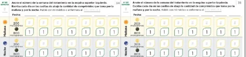 Tabella medica per il monitoraggio settimanale del trattamento con dosaggi di 200 e 800 microgrammi per mattina e notte con caselle per i giorni