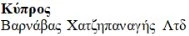 Text in Greek characters on a white background displaying Κύπρος and Barnabas Chatzipanagi Ltd on two separate lines