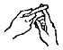 Line drawing showing two hands holding and manipulating a small, thin cylindrical object for drug administration