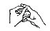 Line drawing showing two hands holding and manipulating a small medical device or instrument