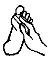Black and white drawing showing a hand massaging the sole of a bare foot to relieve pain or tension