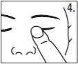 Black and white drawing of a face with closed eyes and a finger gently pressing on the left eyelid beneath the number 4