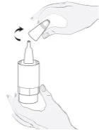 Una mano ruota verso sinistra un tappo a forma di capsula per svitare o aprire un contenitore cilindrico tenuto dall'altra mano