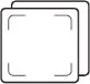 Disegno stilizzato a linee nere di due compresse quadrate con angoli arrotondati poste l'una leggermente dietro l'altra