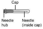 Diagram of a medical device with protective cap, inner needle, and connector