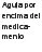 Black text on white background reading in Spanish: Aguja por encima del medicamento