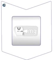 Stylized icon of a white tablet with the text 'mg' on a light gray background at the