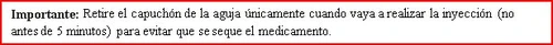 Spanish text on a white background warning to remove the needle cap