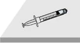 Технический чертёж шприца с иглой и поршнем на светло-сером и белом фоне с указанием градуированной шкалы на цилиндре