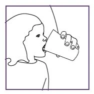 Disegno a linee nere di una persona di profilo che beve da un bicchiere tenuto con la mano destra