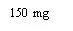 Testo nero su sfondo bianco che riporta la scritta 150 mg con carattere tipografico semplice