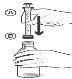 Diagramma medico che mostra il movimento verticale di uno stantuffo di siringa verso il basso per aspirare il contenuto da un flacone di vetro