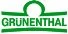 Logo verde della società farmaceutica Grünenthal composto da due linee orizzontali con un arco centrale sopra la scritta in maiuscolo