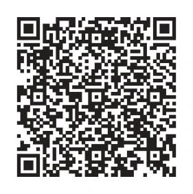 Квадратный QR-код, состоящий из узора черных пикселей на белом фоне с тремя большими квадратами позиционирования по углам