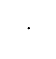 A single circular black dot positioned at the center of a uniform white background