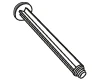 Black and white technical drawing of a metal cylinder with threading at the base and a flat circular knob on the top