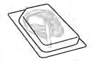 Black and white schematic drawing of a rectangular medical device with a curved surface and a protruding central part