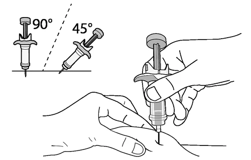 Technical drawing showing the assembly of a medical injection device