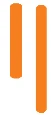 Two orange vertical bars of different lengths, a shorter one on the left and a longer one on the right, on a white background