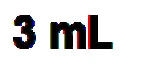 Bold black text with a chromatic doubling effect displaying '3 mL' on a white background