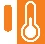 Orange icon on a white background depicting a stylized thermometer next to a thick vertical bar
