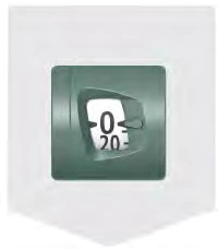 Close-up of a green digital counter with a white display showing the numbers 0 and 20, separated by a horizontal dividing line