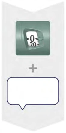 A green digital counter showing numbers 0 and 20 above a gray plus sign, and a white speech bubble with blue border on a light background