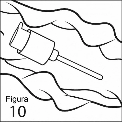 Black-and-white line drawing showing a cylindrical-shaped medical device with a