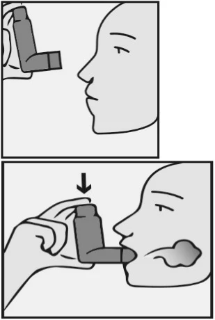 Two-part drawing showing a person bringing the