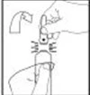 Technical drawing showing two hands gripping a cylindrical medical device for drug administration with motion lines